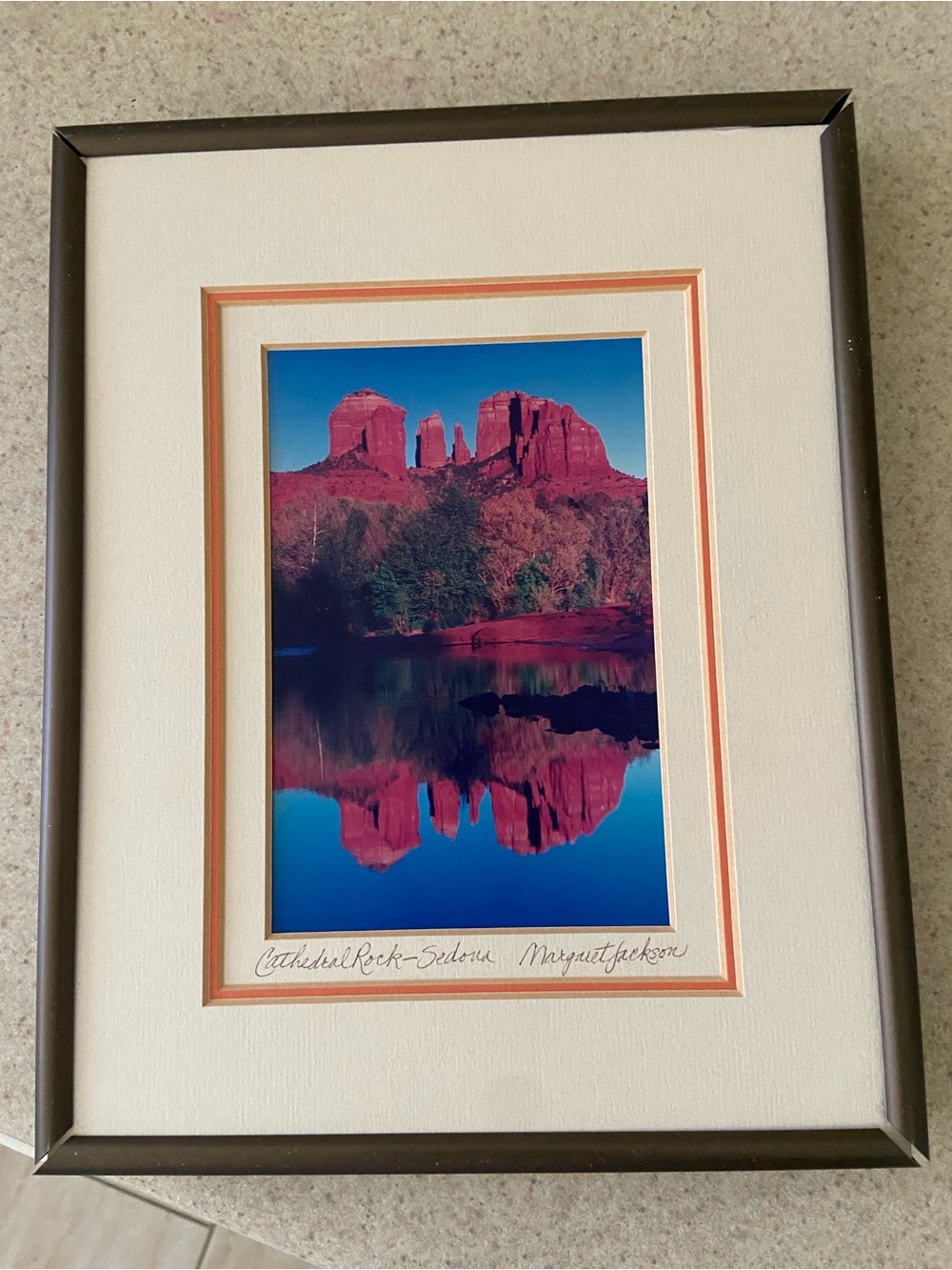 Custom framed Sedona Arizona Landscape Print - Cathedral Rock Reflection
